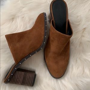 Suede heeled mules